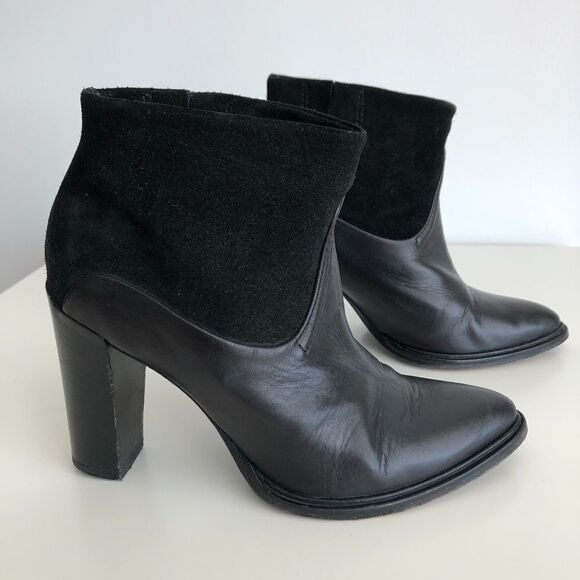 All Saints black leather and suede ankle booties 6 - Picture 1 of 9